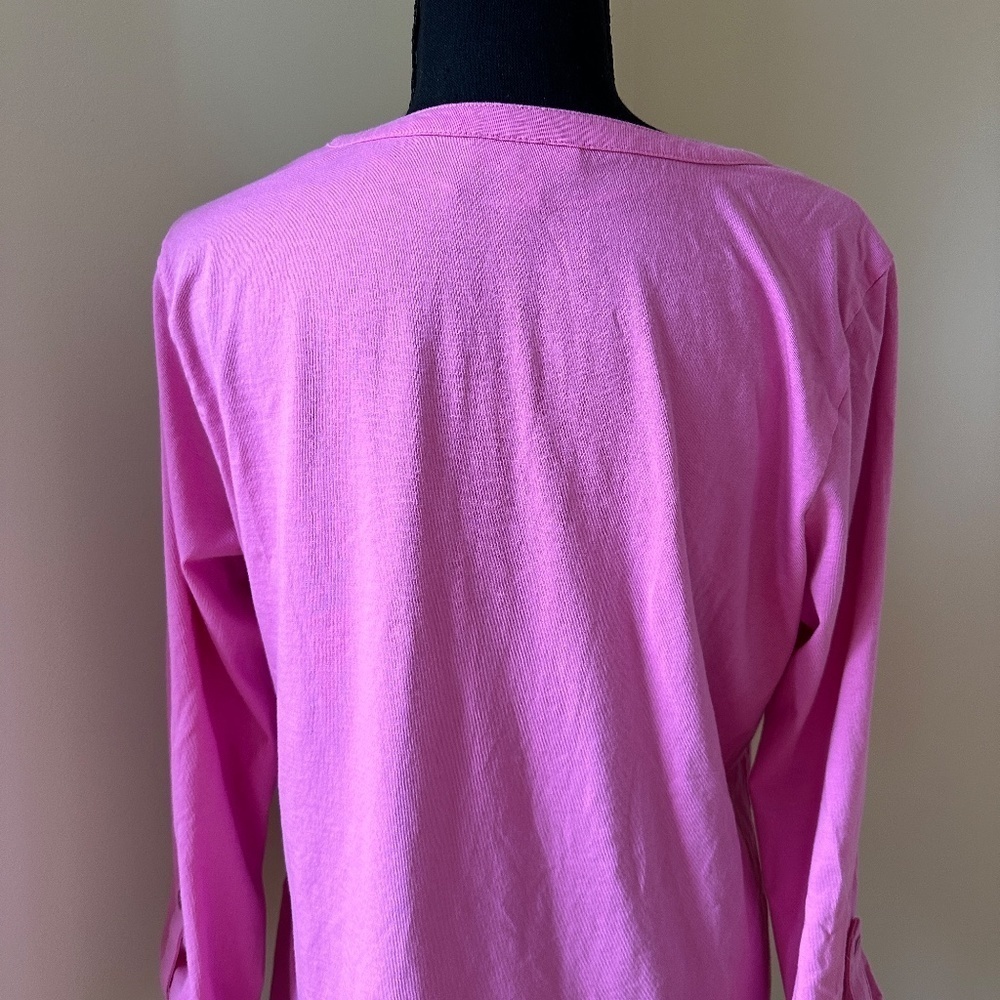 *CHARTER CLUB* Pink V-Neck Long Sleeve Shirt Size Medium - Picture 5 of 7